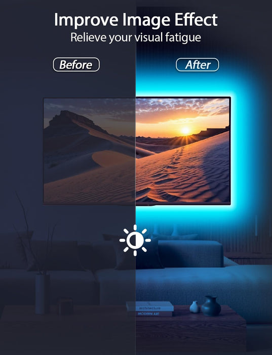 LED Lights for TV Led Backlight, 16.4ft RGB Led Strip Lights for TV Lights Behind, USB Led Light Strip for 55-70in TV, Bluetooth APP Control Music Sync Ambient Lighting for Gaming Room