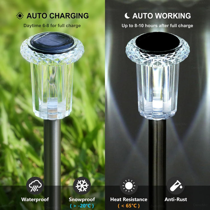 Solar Lights Outdoor Waterproof 10 Pack Pathway Lights Cool White