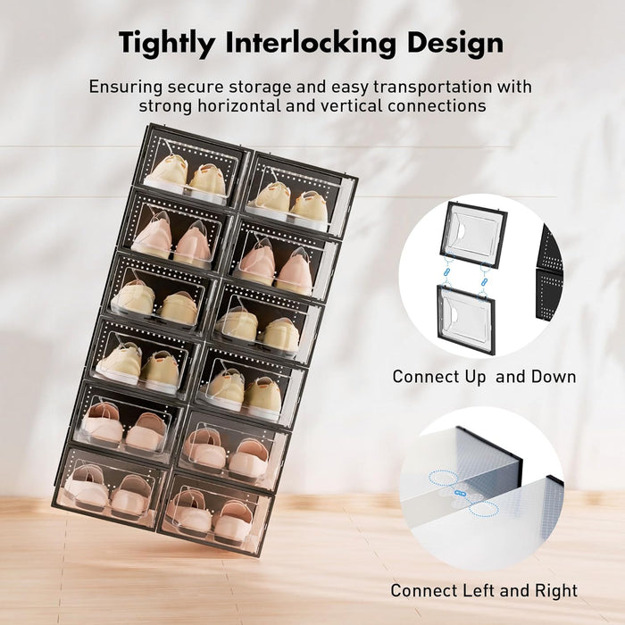 15 Pack Shoe Storage Organizer Box Container Clear Plastic Stackable