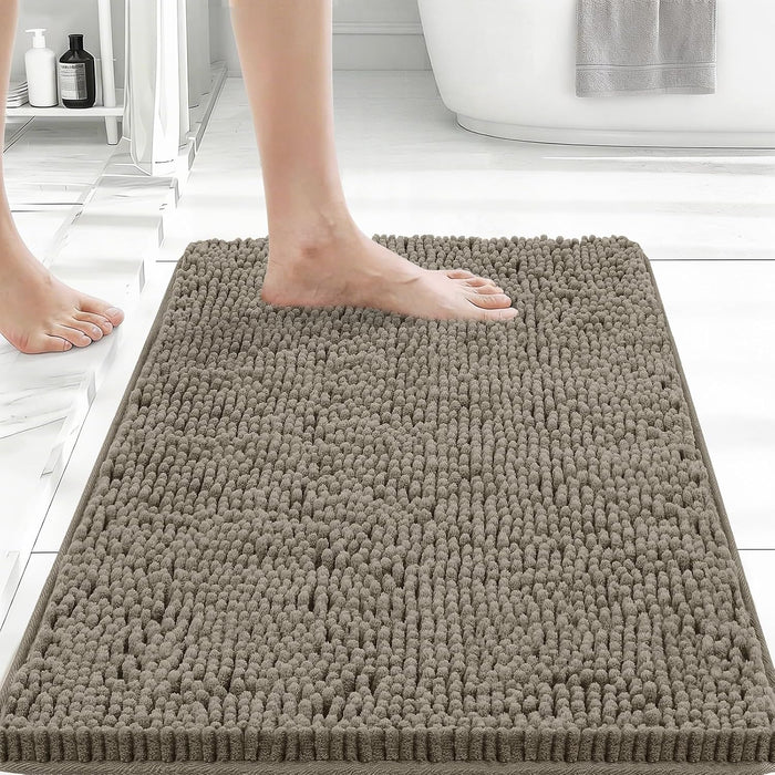 Small Bath Rug Mat,24x17 Chenille High Absorbent Latte Bathroom Mats