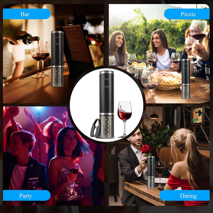 Electric Wine Opener, Rechargeable Electric Wine Bottle Opener with Foil Cutter, Type-C Charging, One-Touch Operation for Home and Party Use