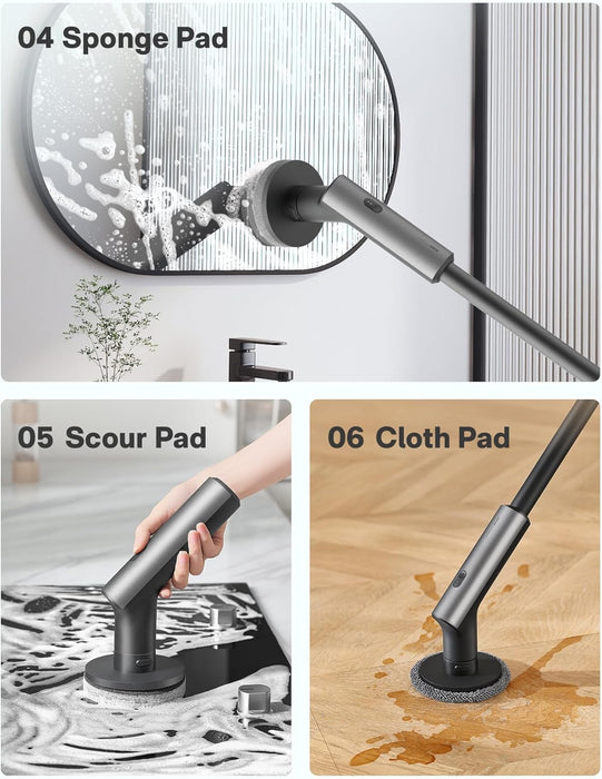 Cordless Electric Spin Scrubber, 6 Brush Heads, for Bathroom, Tile