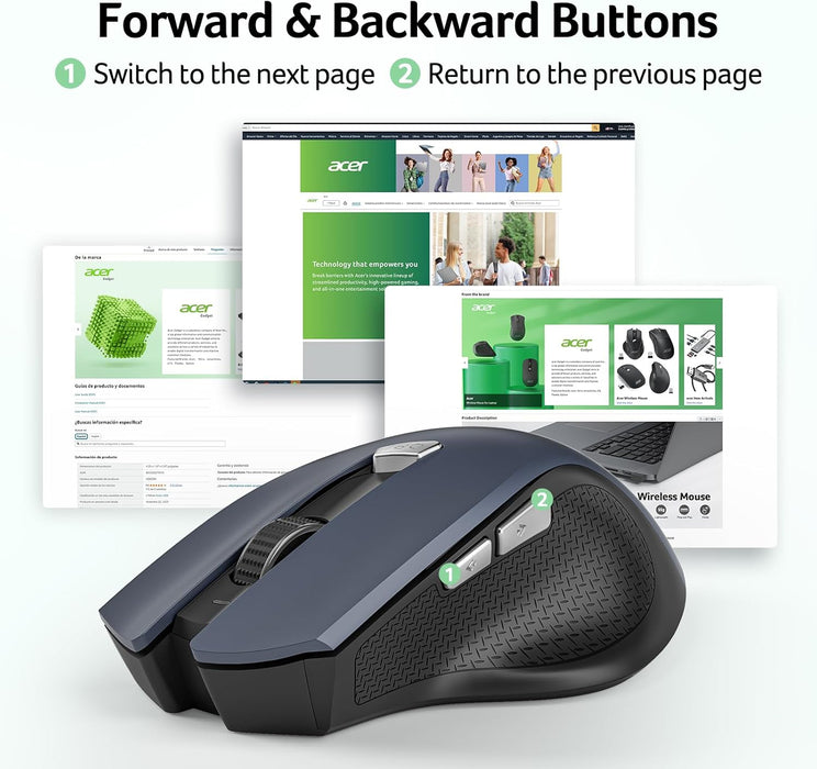 Acer Wireless Mouse for Laptop, 2.4GHz Computer Mouse 3 Adjustable 1600 DPI
