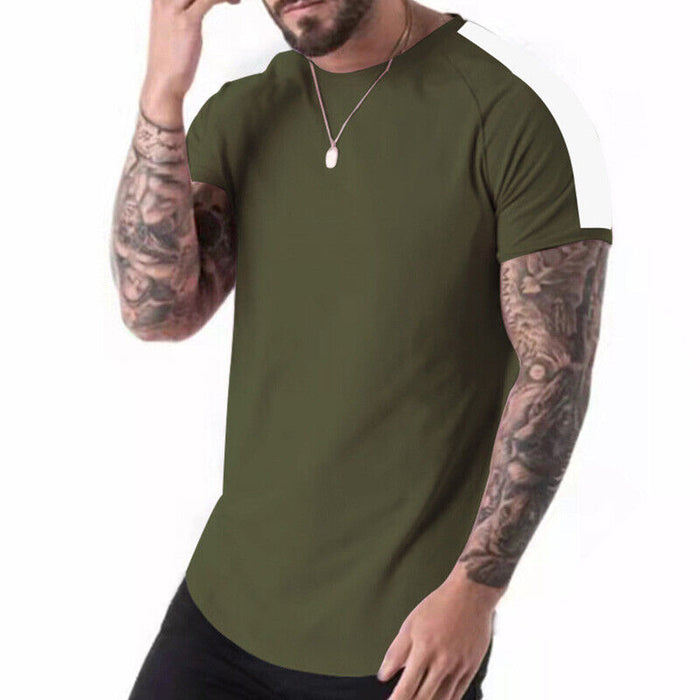 Mens Casual round Curved Hem T-Shirt Men Sport Fashion Short Sleeve T Shirts