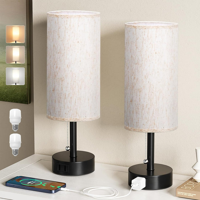 Bedside Table Lamps Set of 2 - Small Nightstand Lamp for Bedroom