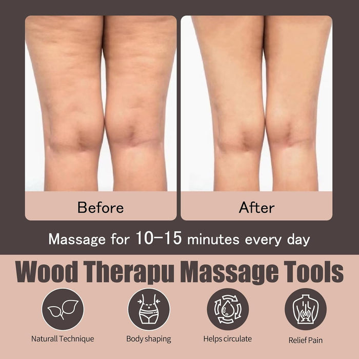 7-Piece Wooden Massage Tool Kit, Manual Body Massager Set for Home