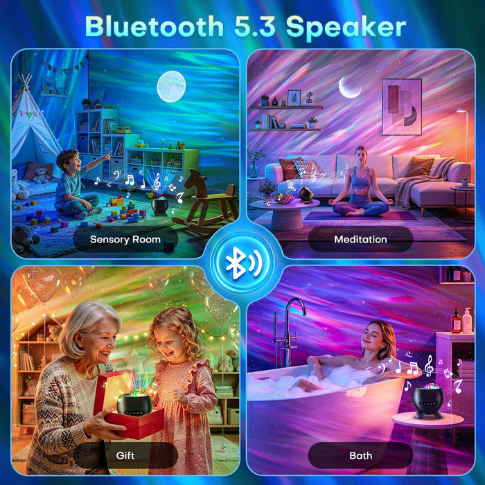 LED Aurora Star Galaxy Projector Sound Machine NightLight Bluetooth Speaker