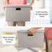 Large Quart Collapsible Stackable Storage Bins with Lids, 3 Packs Beige Linen Fabric Closet Boxes with Lids, Storage Cub