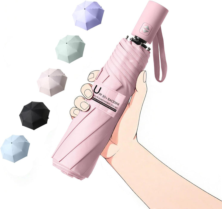 Small UV Protection Travel Umbrella Compact for Rain and Sun UPF 50+ Windproof Portable 42 inch Umbrella for Women and M