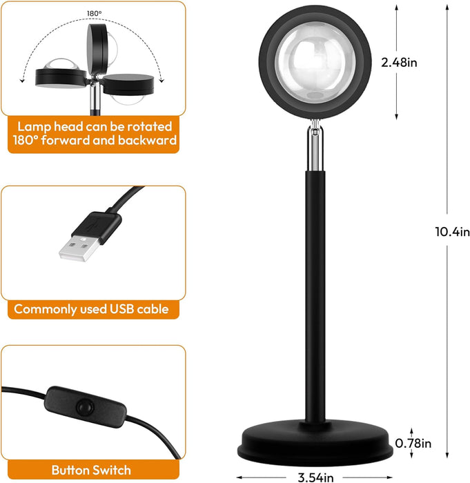 Sunset Lamp Projector,180 Degree Rotation Sun Projection Light