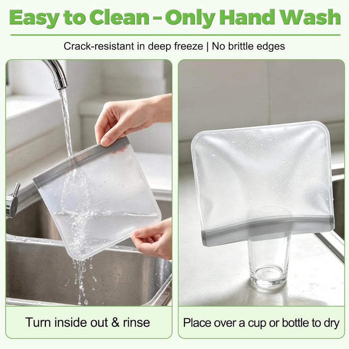 10 Pack Reusable Freezer Bags, Extra Thick Leakproof Food Storage Bags BPA-Free Plastic Storage Bags for Marinate Meat S
