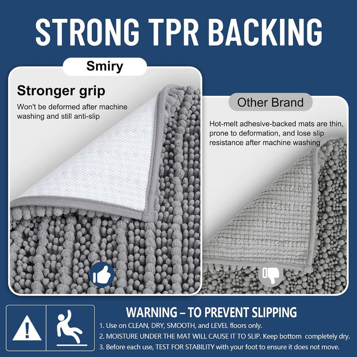 Bathroom Rugs 30X20, Extra Soft Rubber Backing Chenille Bath Mats