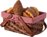 Wickerwise Small Rectangular Woodchip Picnic Baskets with Double Folding Handles, Natural Hand-Woven Basket Lined with Gingham Red and White Lining Great for Gifts