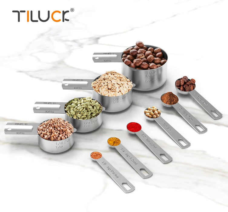 Stainless Steel Measuring Cups & Spoons Set, Cups and Spoons