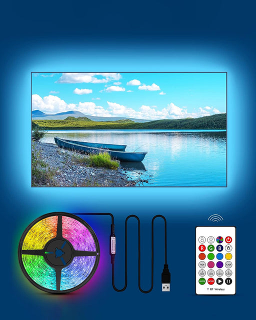 TV Backlight 55 inch, 11.5Ft Led Strip Lights USB Powered with Remote -Curve Design Sync on/Off with TV, Changing LED Ba