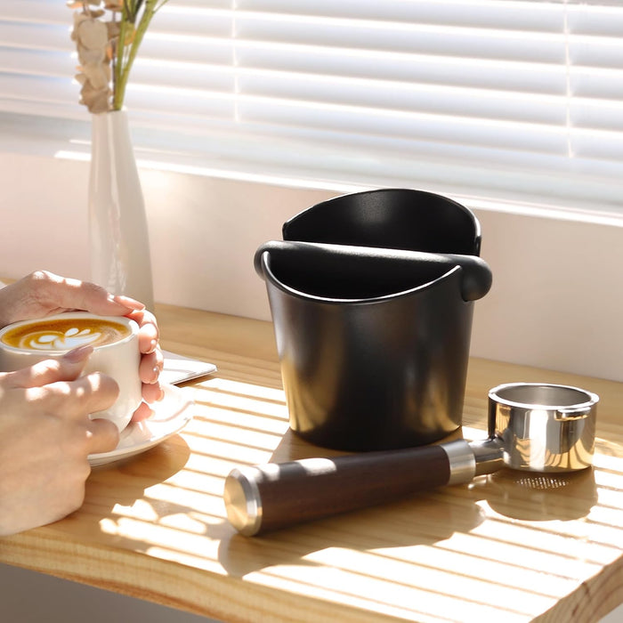 Espresso Knock Box Coffee Knock Box Espresso Bucket Knock Coffee Ground Dump Bin with Removable Knock Bar Trash Can Non-Slip Base