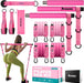 Pilates Bar Kit with Resistance Bands, Pilates Workout Equipment for Legs, Hip, Waist, Arm, Squats Exercise Equipment for Home Workouts, Adjustable 3-Section Pilates Bar Kit for Women & Men