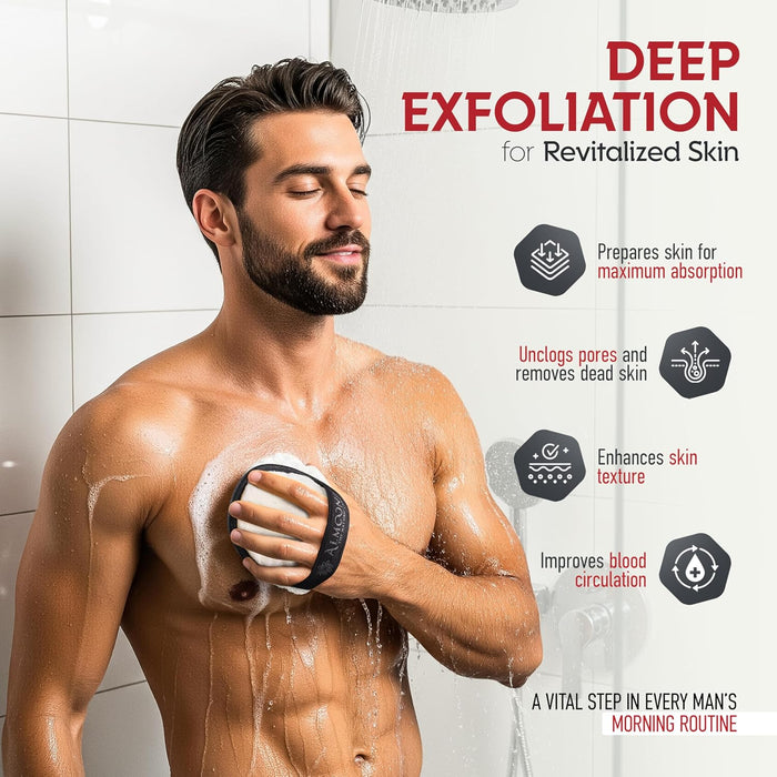 Loofah Sponge Body Scrubber for Men, Black, 2 Count