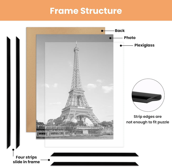 11x17 Poster Frame, Easy Slide-In Assembly, Black, 3 Pack
