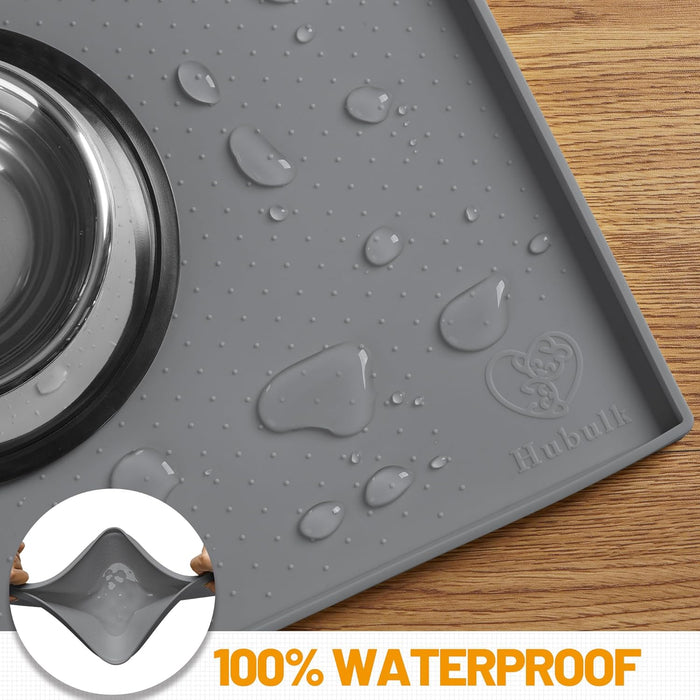 Dog Feeding Mat,100% Waterproof BPA Free Silicone Pet Food and Water Bowl Placemat,Dishwasher, High Raised Edge to Preve