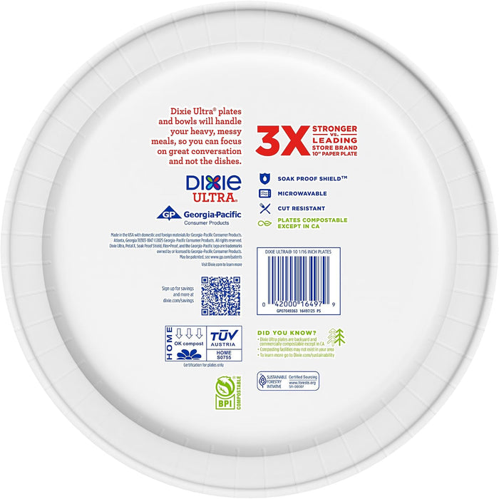 Large Paper Plates, 10 Inch, Heavy Duty Disposable Plates