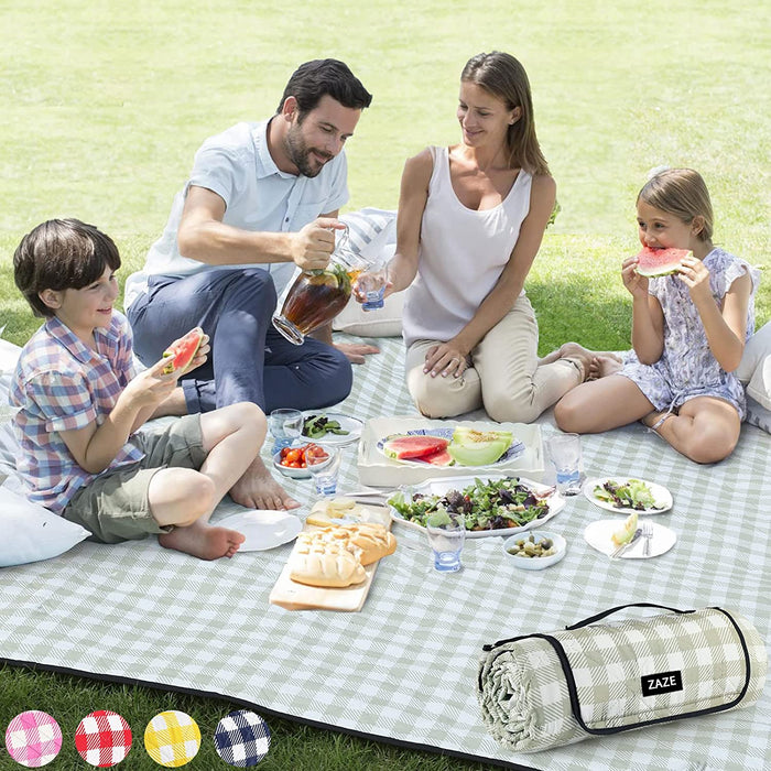 Extra Large Picnic Outdoor Blanket, 80''x80'' Waterproof Foldable Blankets Gingham Picnic Mat for Beach, Camping Grass L
