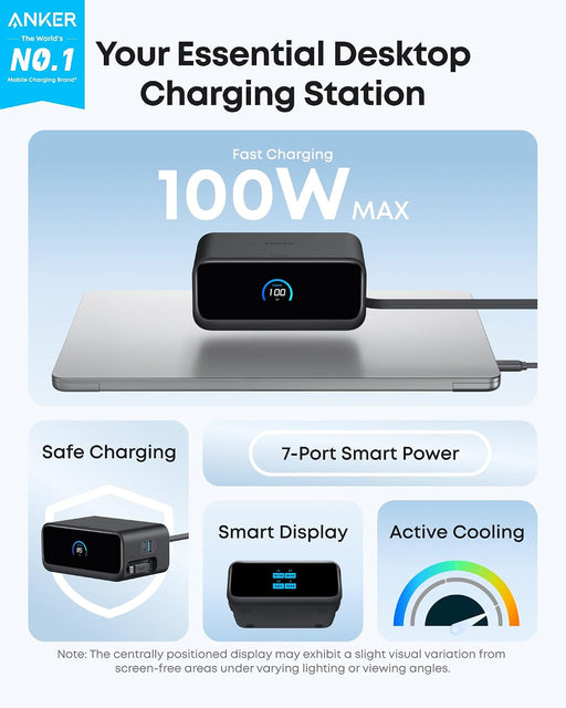 Nano Charging Station, 100W 7-in-1 Power Strip, Retractable Charger