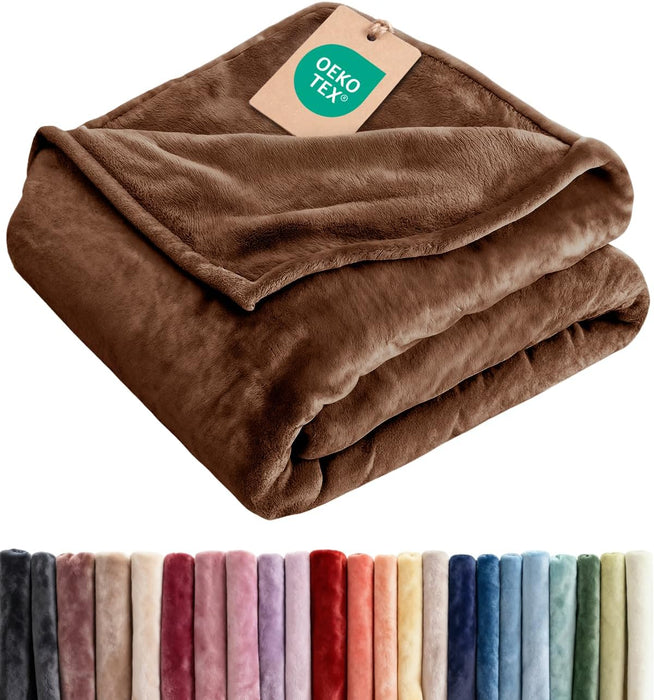 Ultra Soft Fleece Throw Blanket - College Dorm Room Essentials - Brown