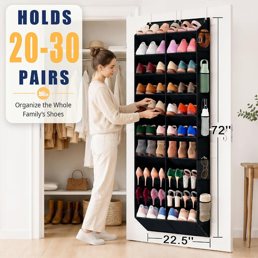 20-30 Pairs Over the Door Shoe Organizer with Side Mesh Pockets