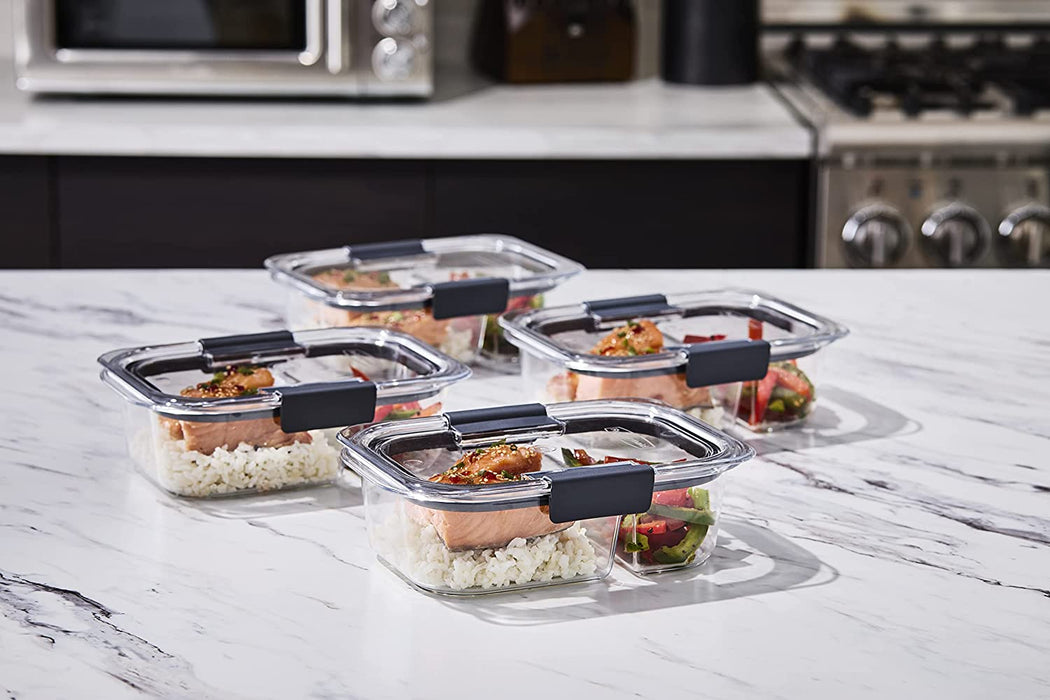 Brilliance Meal Prep Containers, 2-Compartment Food Storage Containers, 2.85 Cup, 5-Pack, BPA-Free, Clear/Grey