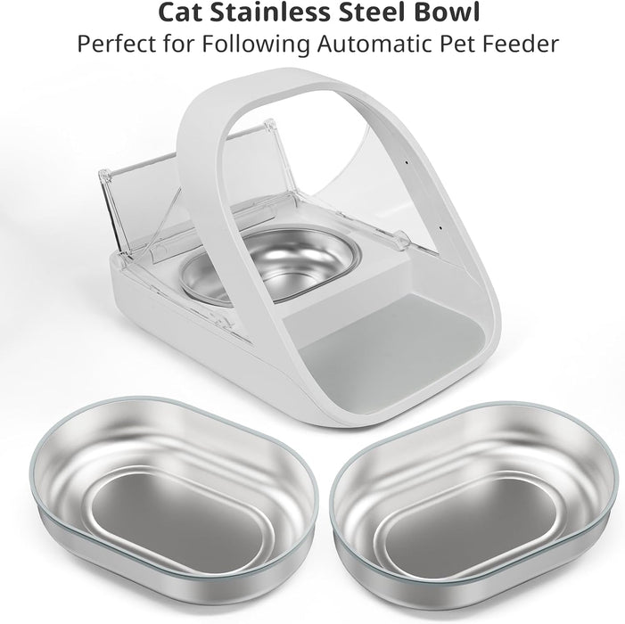 Stainless Steel Bowl for Automatic Microchip Cat Pet Feeder, Sealing Ring Design for Keeping Food Fresh and Reducing Odo