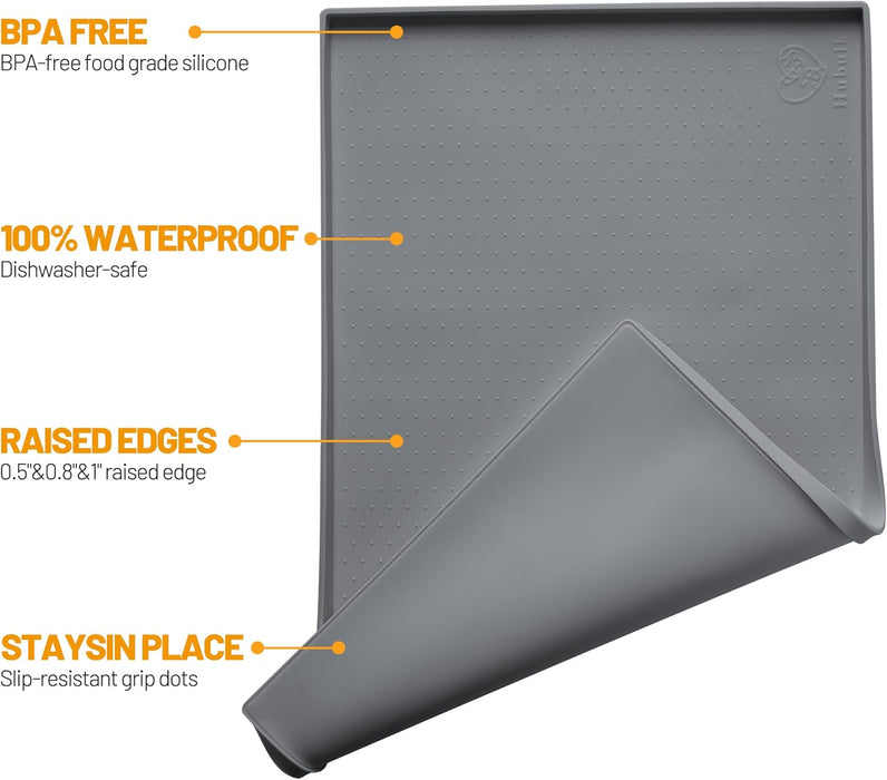 Dog Feeding Mat,100% Waterproof BPA Free Silicone Pet Food and Water Bowl Placemat,Dishwasher, High Raised Edge to Preve