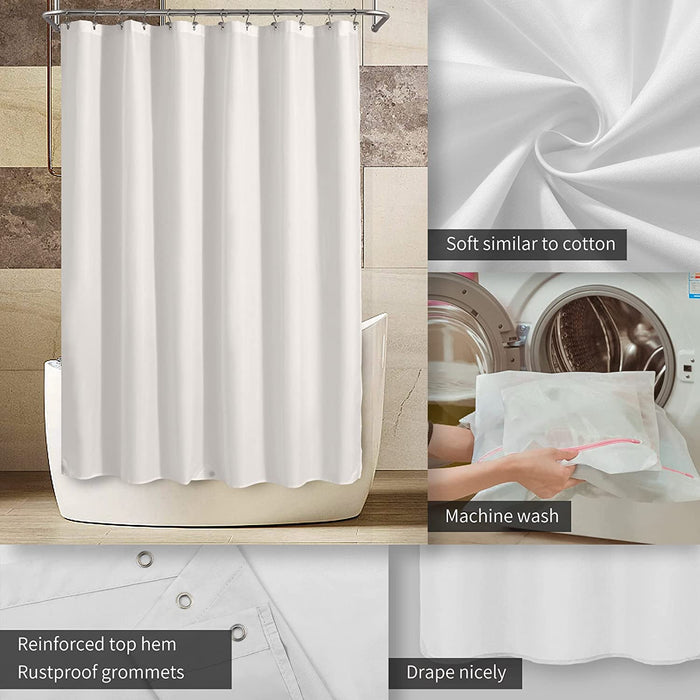 Waterproof Fabric Shower Curtain or Liner White, 72x72