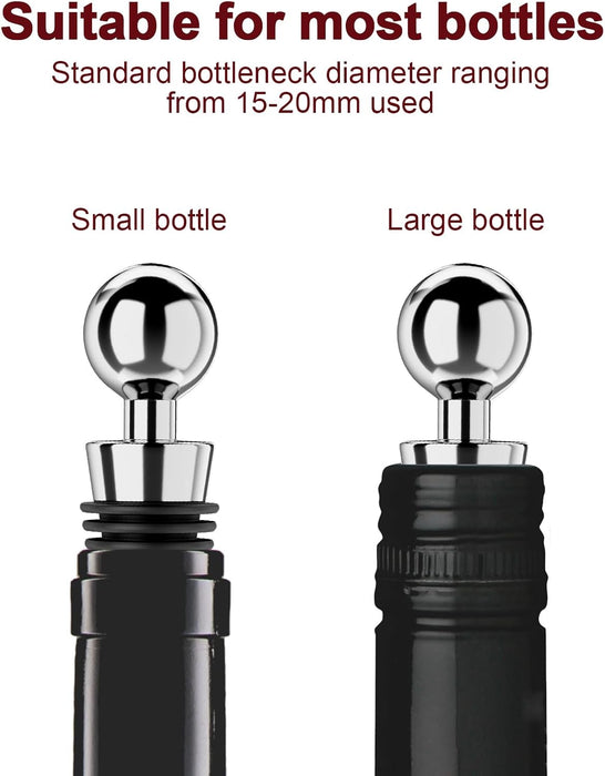Wine Stoppers for Wine Bottles 3Pcs Vacuum Wine Bottle Stopper with Silicone Reusable Wine Corks, Leak proof Keep Fresh 