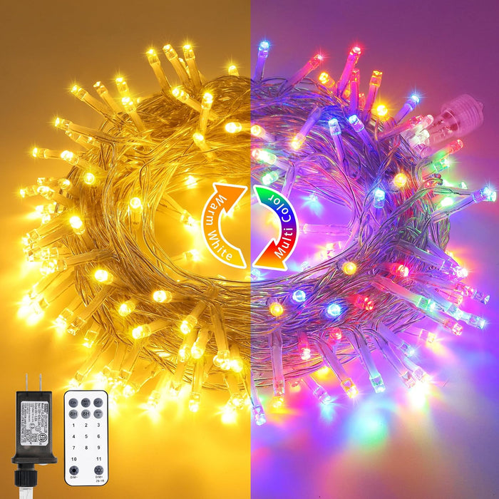 200 LED Warm White & Multicolor Color Changing String Lights