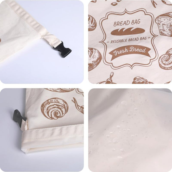 Pack of 2 Reusable Beeswax Bread Bags, 17x13 Inch Cotton Storage Bags with Lock for Acid Dough Homemade Bread, Refrigerator Freezer Daily Freshness