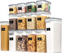 Airtight Food Storage Containers Set, 14 PCS Kitchen Storage Containers with Lids for Flour, Sugar and Cereal, Plastic Dry Food Canisters for Pantry Organization and Storage