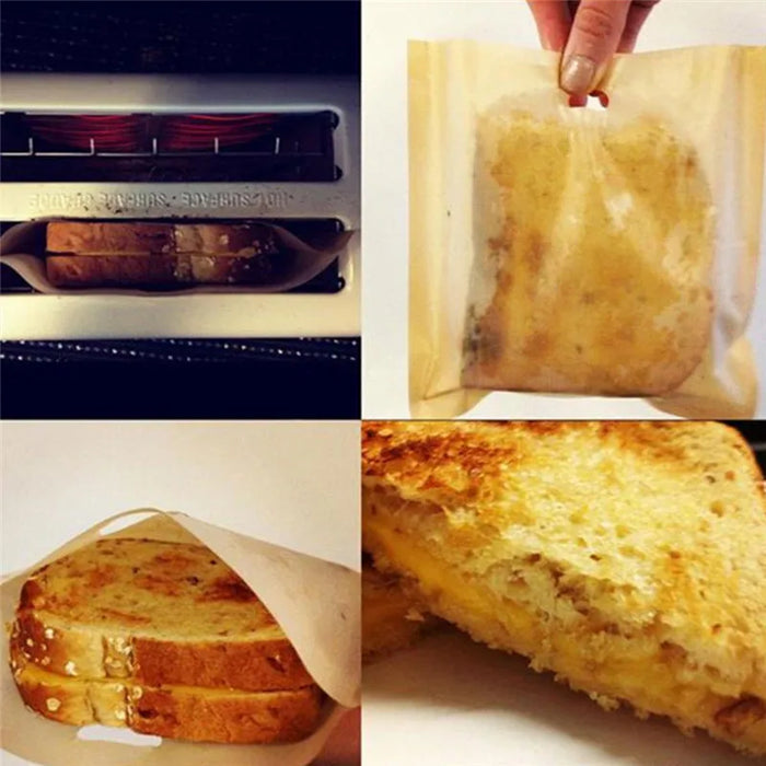 5Pcs/Set Reusable Toaster Bag Non Stick Bread Bag Sandwich Bags Fiberglass Toast Microwave Heating Pastry Tools