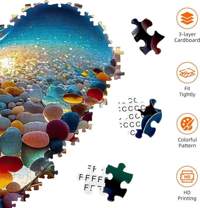 Jigsaw Puzzles for Adults 1000 Pieces, Love Pebbles Beach Puzzle, Impossible Difficult Hard Fun 1000 Piece Jigsaw Puzzle