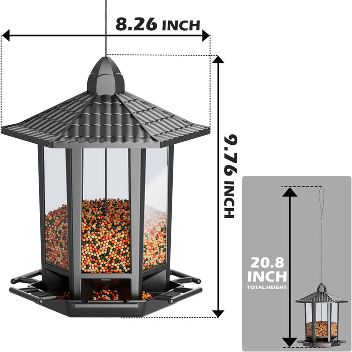 2 Pack Bird Feeders for Outdoor Hanging, Retro Pagoda Design Fun Installation Bird Feeder, Attracting Wild Birds Chickadees Goldfinches Cardinals Finches and Sparrows