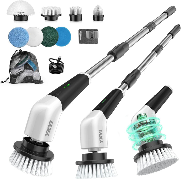 Electric Spin Scrubber, Cordless Power Cleaning Brush with Long Handle