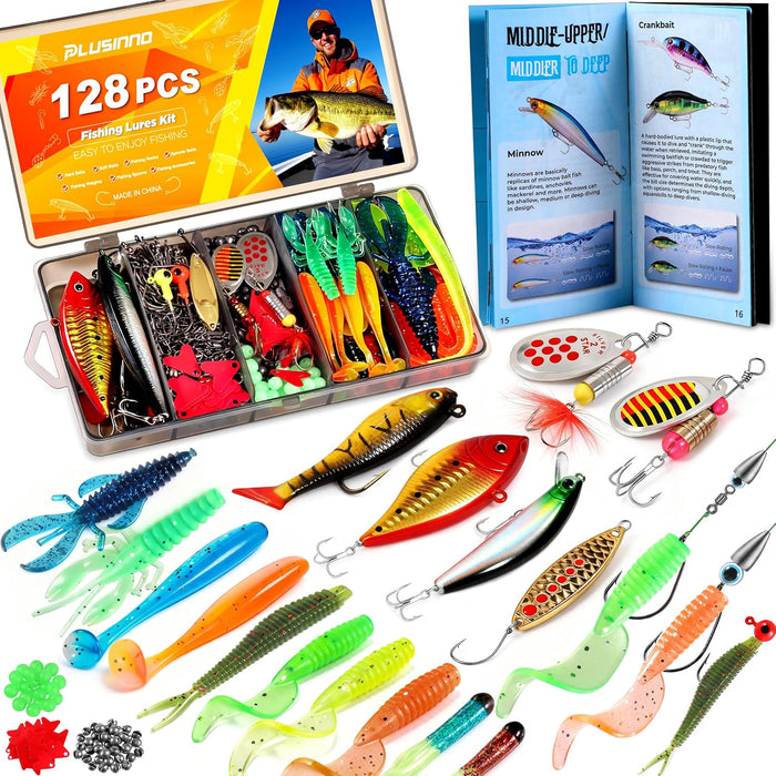 Fishing Lures, All-in-One Fishing Tackle Box with Tackle Included, Fishing Gear Lure Bait Accessories Kit for Freshwater Bass Trout, Ideal Fishing Gifts for Men, Father & Beginners