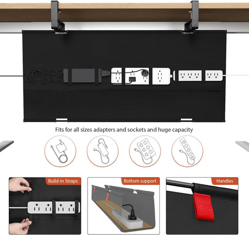 No Drill Under Desk Cable Management Tray, 36 inch Cable Management