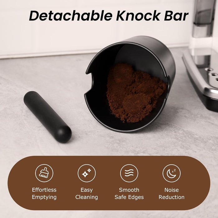 Espresso Knock Box Coffee Knock Box Espresso Bucket Knock Coffee Ground Dump Bin with Removable Knock Bar Trash Can Non-Slip Base
