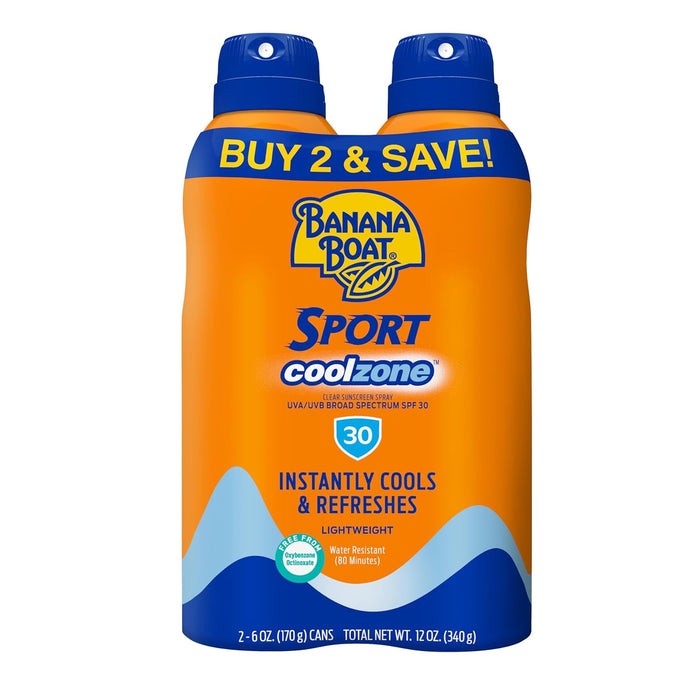 Sport Cool Zone SPF 30 Sunscreen Spray, 6 oz (2 Pack)