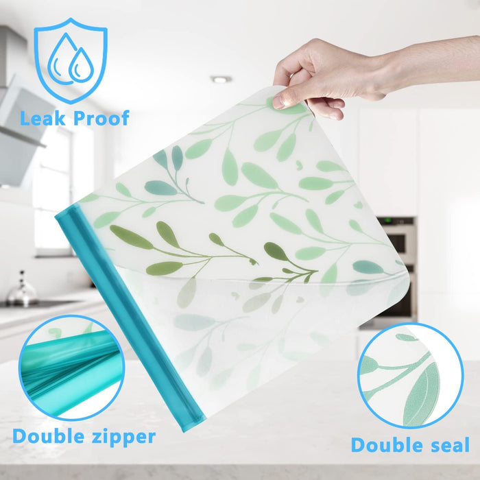 10 Pack Dishwasher Safe Reusable PEVA Food Storage Bags, Leak proof Reusable Freezer Bags for Food Storage Home Organiza