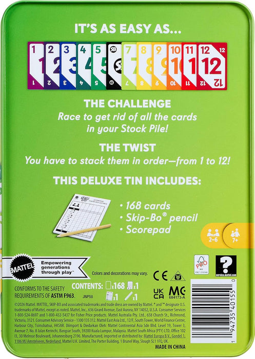 Skip-Bo Deluxe Card Game Tin, Ages 7+, Players 2-6