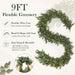 Pre-Lit Christmas Garland 9FT Decorations Real Touch Cedar Cypress Pine Greenery Artificial Green Christmas Garland with