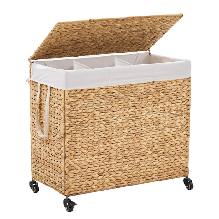 160L Rolling Three-Section Laundry Hamper