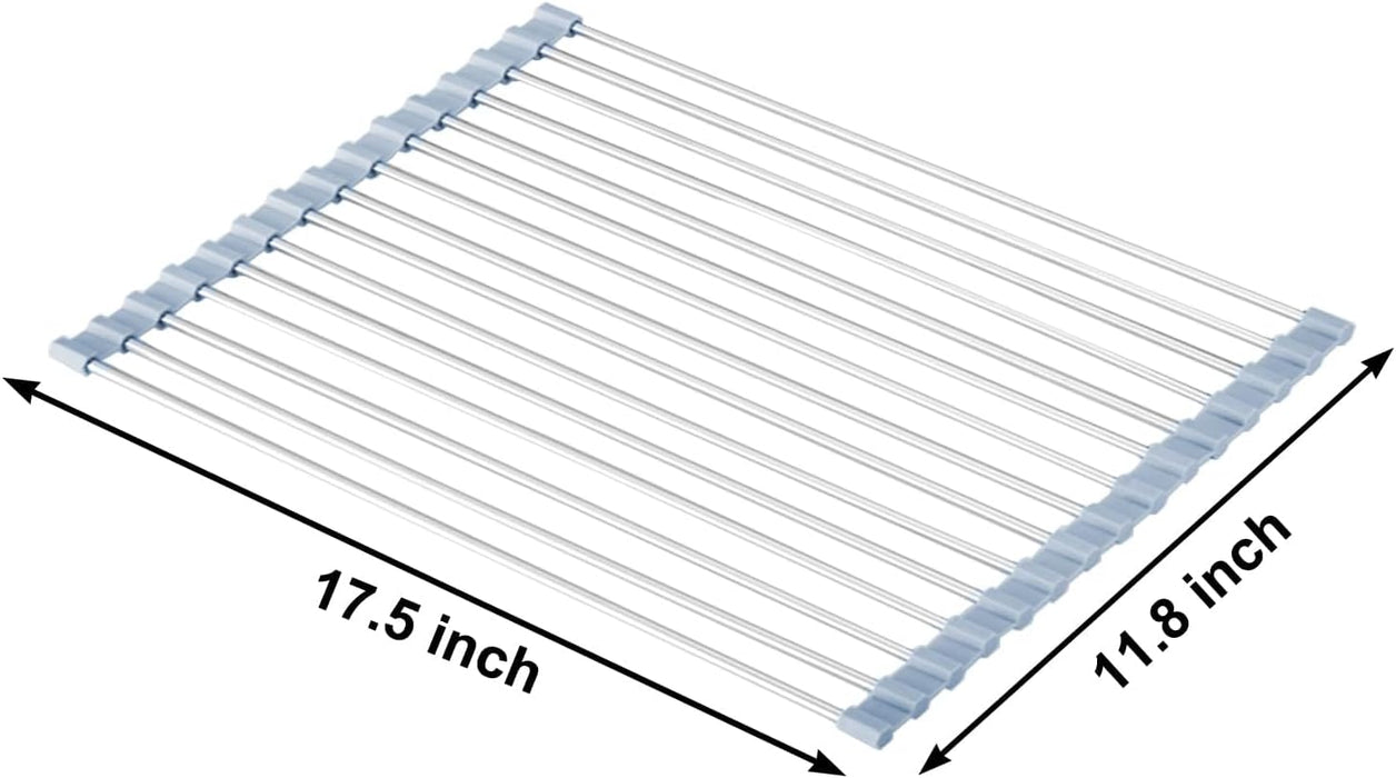 Over The Sink Dish Drying Rack, Roll Up Dish Drying Rack Kitchen Dish Rack Stainless Steel Sink Drying Rack, Foldable Di